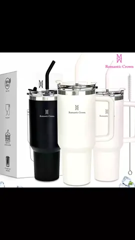 ROMANTIC CROWN Copo Térmico Inox Portátil 1200ml/1.2L Garrafa Térmica Inoxidável com Tampa e Canudo. COMENTE 