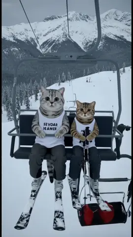 Cats enjoy snow #ai #aicat #cat #cute #生成ai #kawaii 