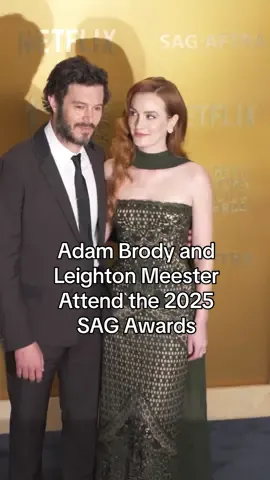 It was date night for #AdamBrody and #LeightonMeester at the 2025 #SAG Awards. 