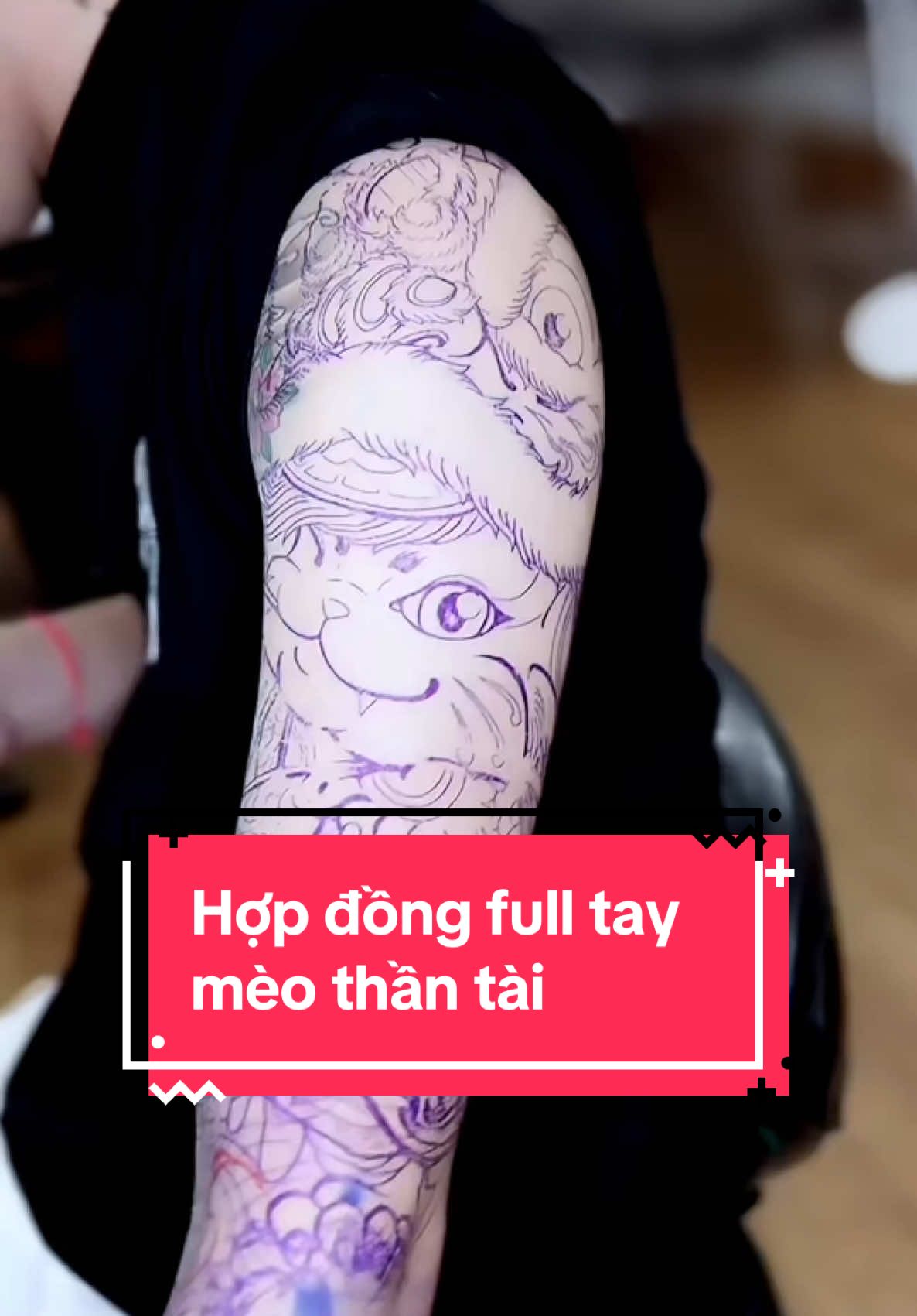 Hợp đồng mới full tay mèo thần tài.! #tattoothienbeo #xamhinhnghethuat 