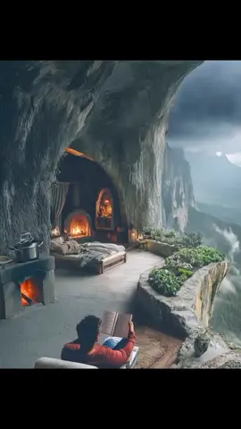 bonfire and fireplace relaxation cozy room peaceful sound #heavyrainfall #cozyvibes #cabinlife #fyp 