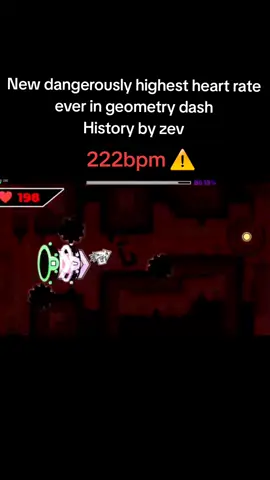 Zev broke the record of getting a dangerously high heart rate of 222bpm which is in the zone of cardiac arrest. Zev needs to take a break from geometry dash and control his nerves as its too dangerous for him to player any further. #gd #geometrydash 