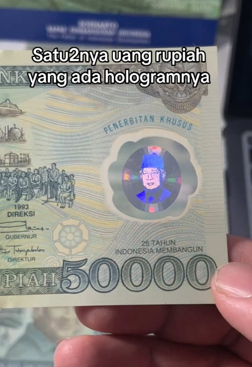 Uang Rp. 50.000 polymer hologram Soeharto. Memperingati 25 tahun Indonesia membangun. #uangkuno #numismatics #koleksiuang #kertaskuno #forupage 