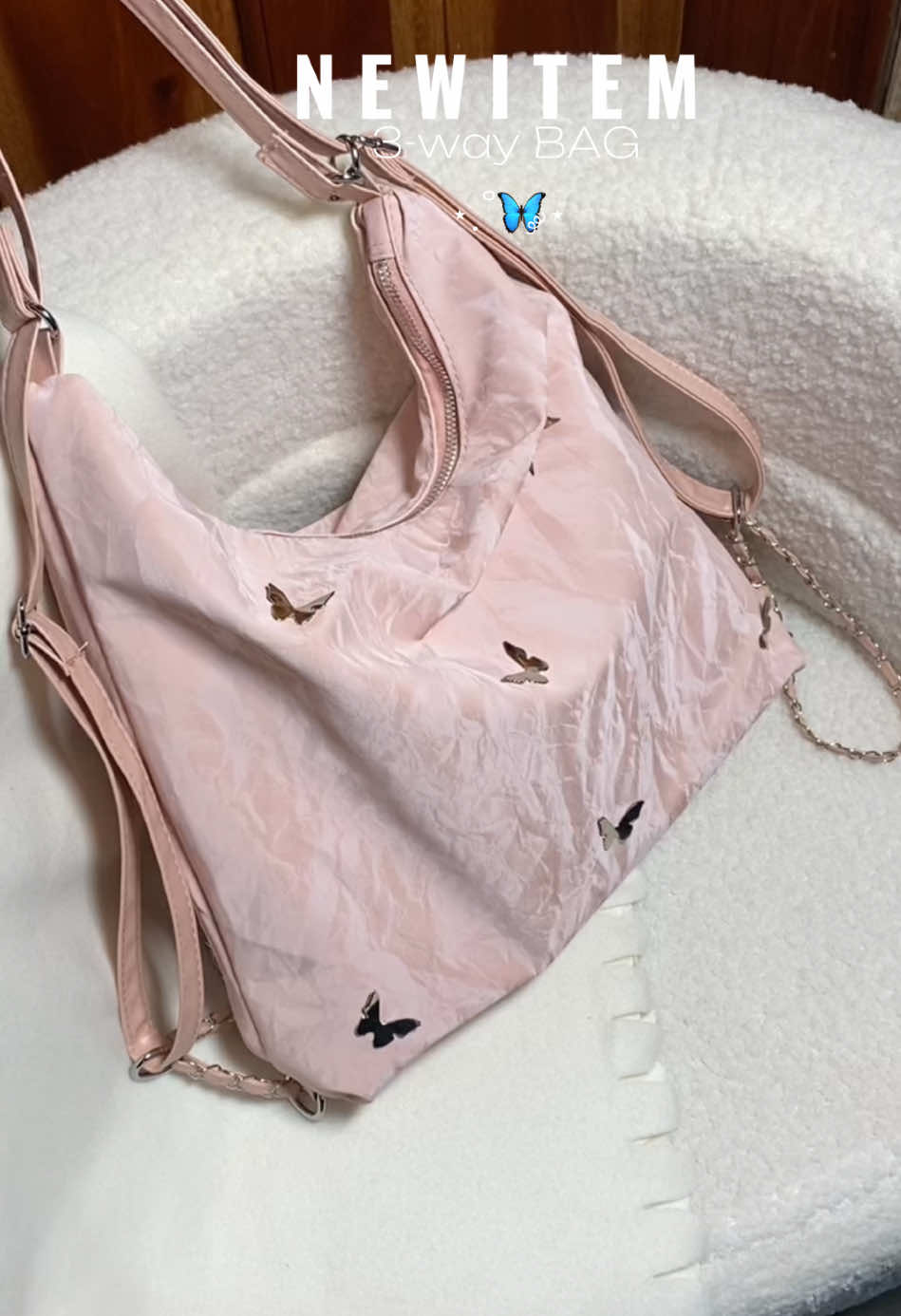 Bagong labas na bag #3wayleatherbag #slingbag #shoulderbag #backpack #pinkbag #butterflybag #ladiesbag #bagforwomen 