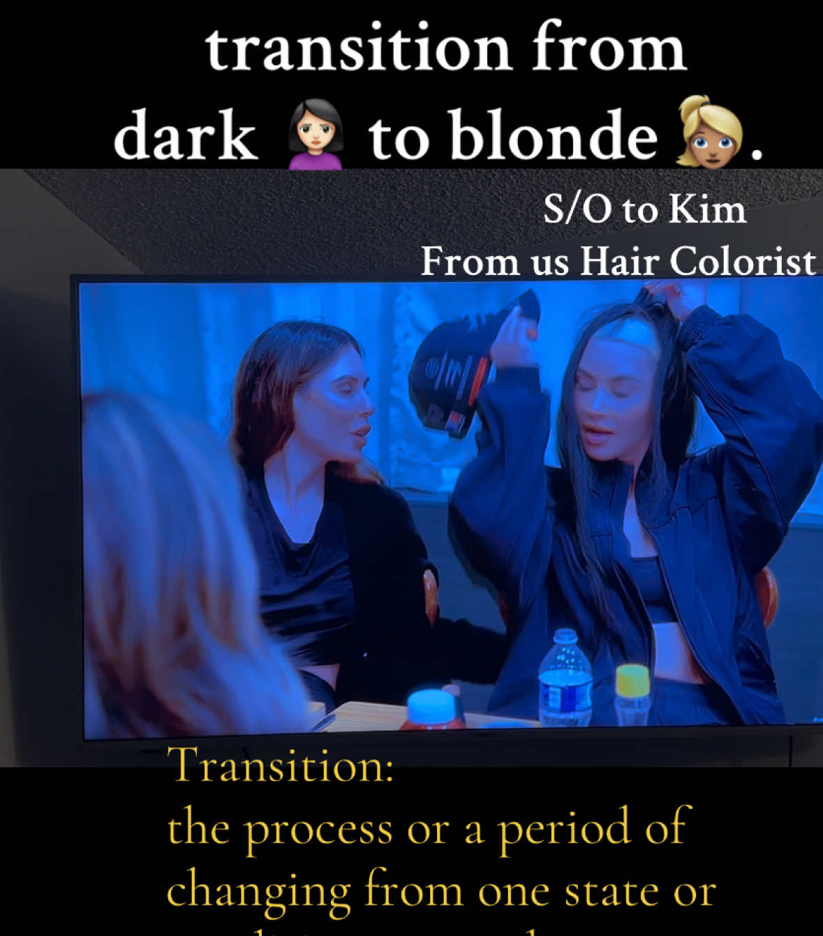 I love this clip from @kardashianshulu !! Let’s just take a moment to understand that even Kim needs to transition to.Blonde.. it’s not a one day thing!!! #kardashians @hulu #hulu #hairtransformation #hairtok #haircolorist #haircolorchange #lasvegashairstylist #fyp #fypシ  #AwinksWorth #Hair @Kim Kardashian