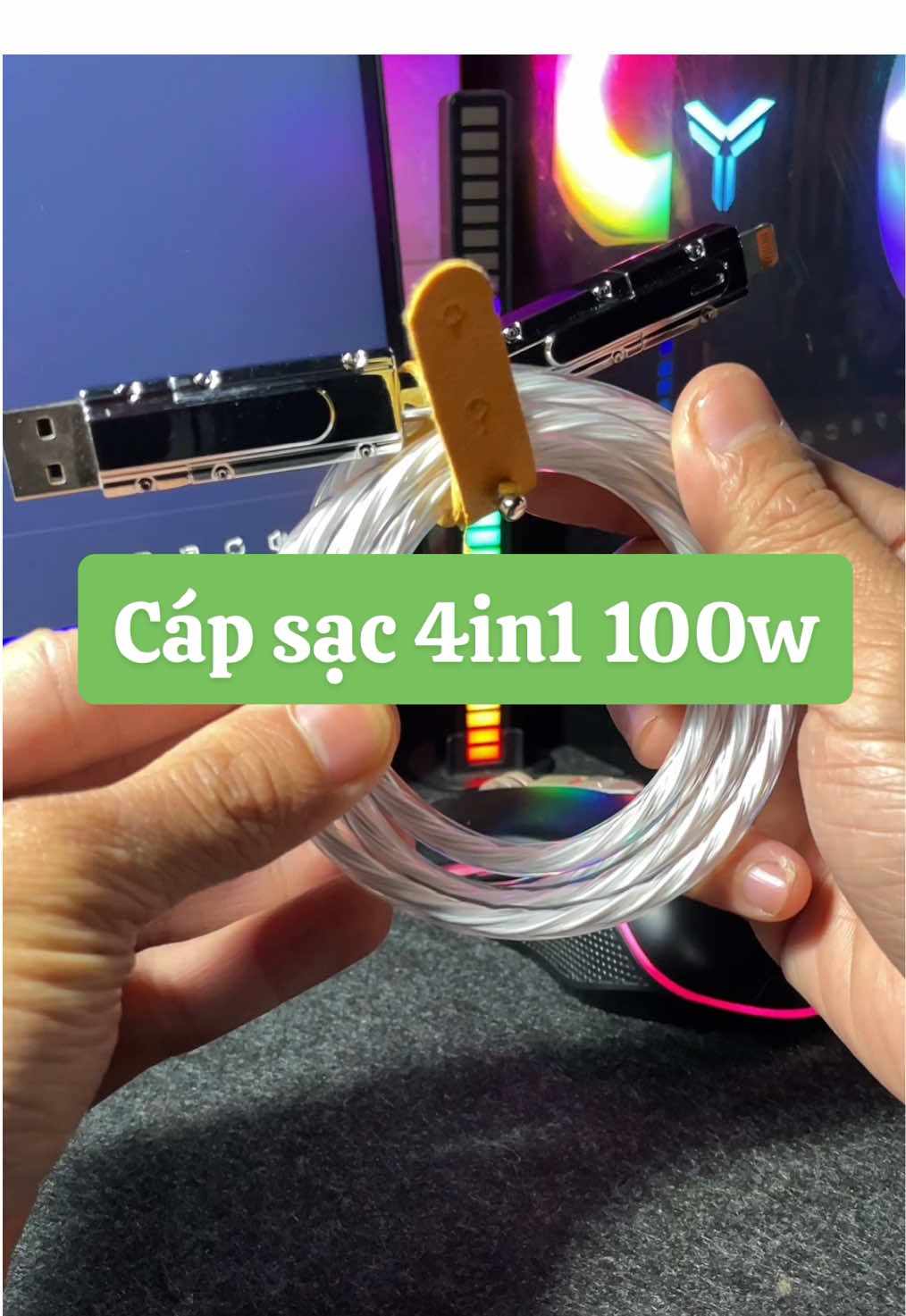 Cáp Sạc nhanh lên đến 100w có led nữa cũng hay phết #sacnhanh #sacnhanh100w #sacdienthoai #daysacdienthoai #xuhuong #sacnhanhiphone #capsacnhanh #capsac 