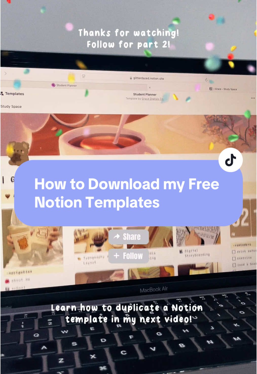How to download my aesthetic Notion templates for FREE ✨ #notion #notiontemplate #notiontutorial #gumroad #freenotiontemplates #freetemplate #aesthetic #studentplanner 