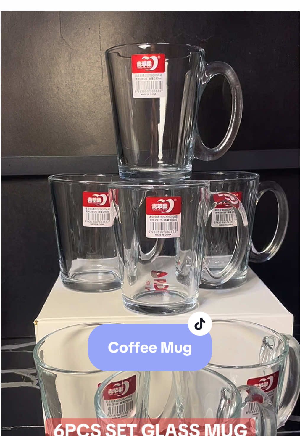 6pcs set glassware 💯  Coffee Mug  Mug for coffee  #glassware #kitchenware #coffeemug #delisoga #glasscup #mug #glassmug 