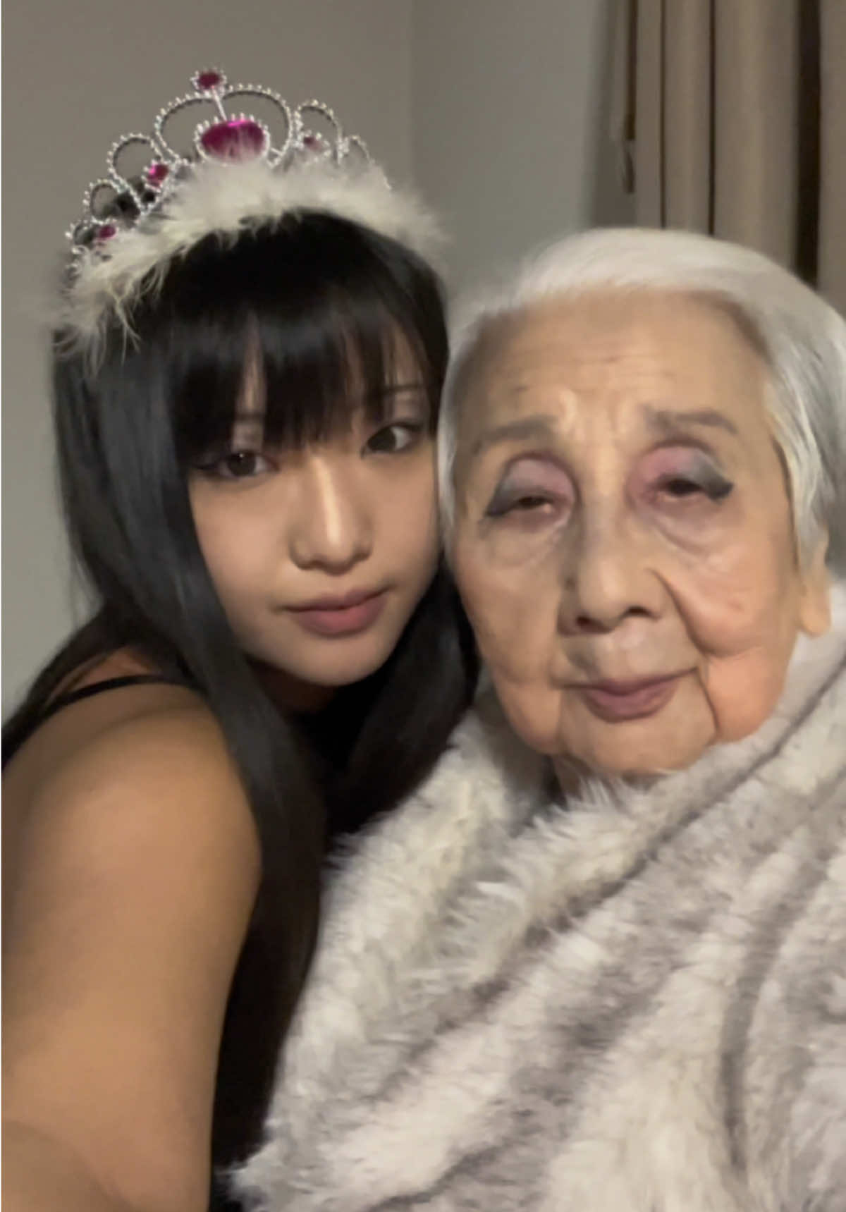 With my grandma #beauty #grandma #tiktokfamily #makeup #change #letsgo #queen #familytime #memories 