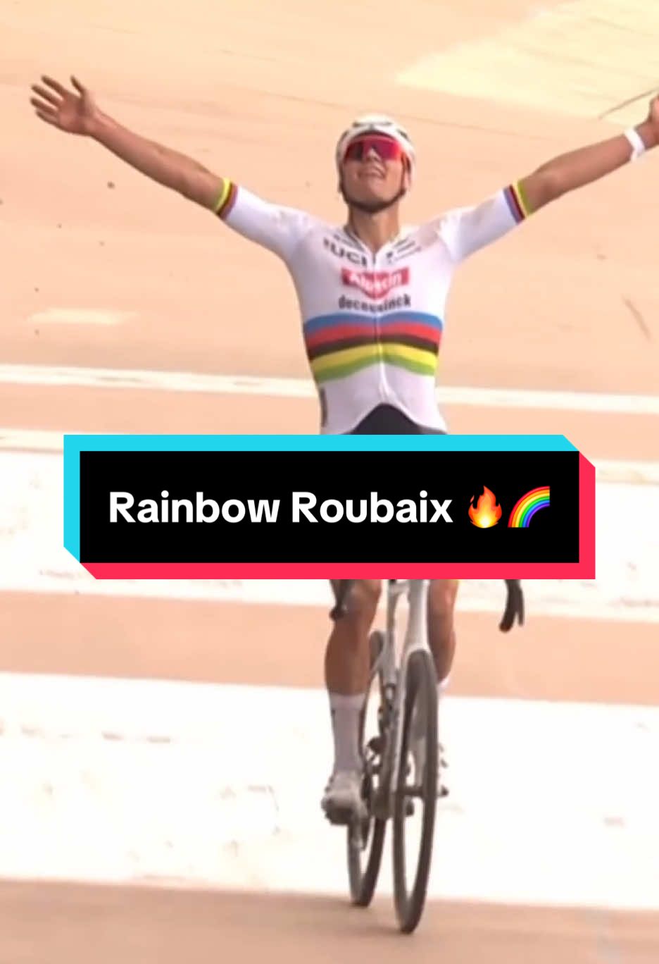 RAINBOW ROUBAIX WIN 👑🌈 Will Mathieu van der Poel make it three Paris-Roubaix victories in a row in 2025? 🤔 #roadcycling #cycling #classics