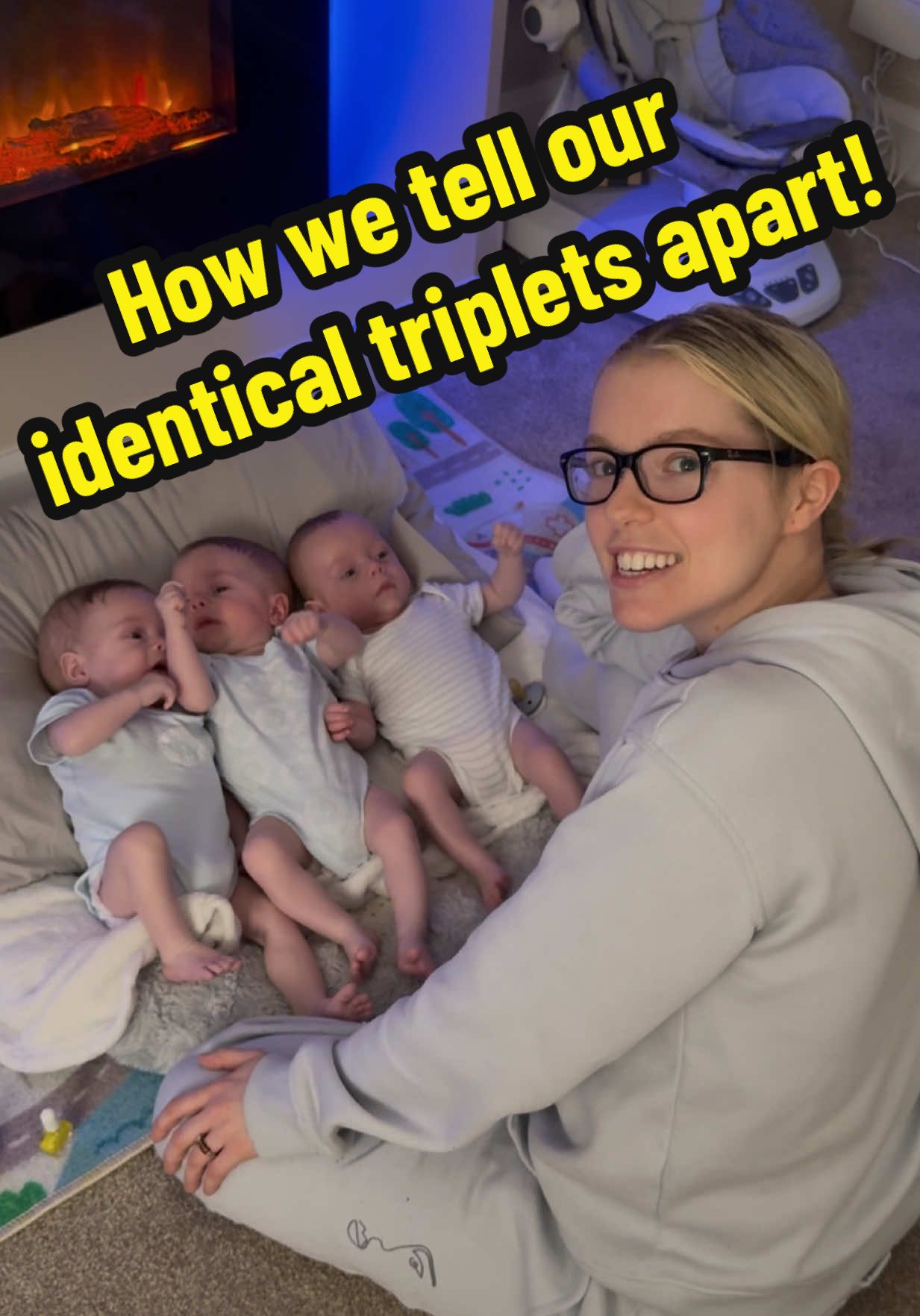 How we tell our identical triplets apart! #identicaltriplets #triplets #baby #babylove #babytiktok #fyp #newborn #ivf #ivfsuccess #mumsoftiktokuk #firsttimemom #momlife #mom #twins #foryoupagе #foryoupage❤️❤️ 