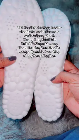 4D Cloud Technology Insole - #cloudsole insoles for men- #antifatigue , Shock Absorption, Foot Pain Relief.U-Shape Memory Foam Insoles, One size fits most, adjustable by cutting along the curling line #shoes #shoesinsole #insole #boots #footpainrelief #antifatigue #memoryfoaminsoles #onesizefit