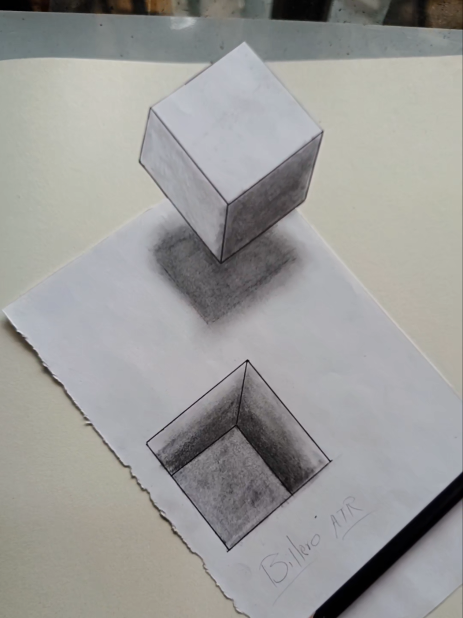 cuadro ilusión 3D #lapiz #aprendeadibujar #tikto #100k #boceto #following #seguidores #viral_video #shorts 