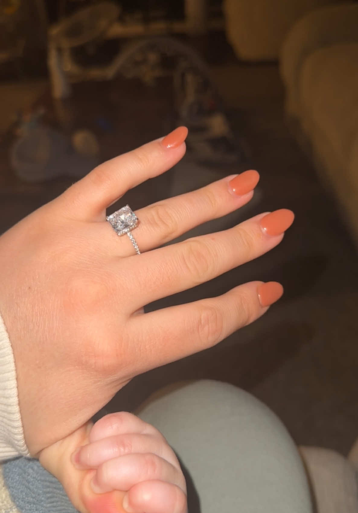 Bought myself my dream ring, since my husband doesn’t have good taste and bought me an ugly ring.  If you’ve read this far, I’m completely joking, I absolutely love my wedding ring so much and I miss wearing it so unbelievably bad. Since being pregnant, my hands have gotten fatter and my ring doesn’t fit 💔💔💔💔 hopefully it fits soon without needing resized. I have about 20lbs to lose. I saw this ring on TikTok shop for like $20. That’s the only reason I bought it. Lol  ##rings##joking##pretty##lifewithhan##hansolum