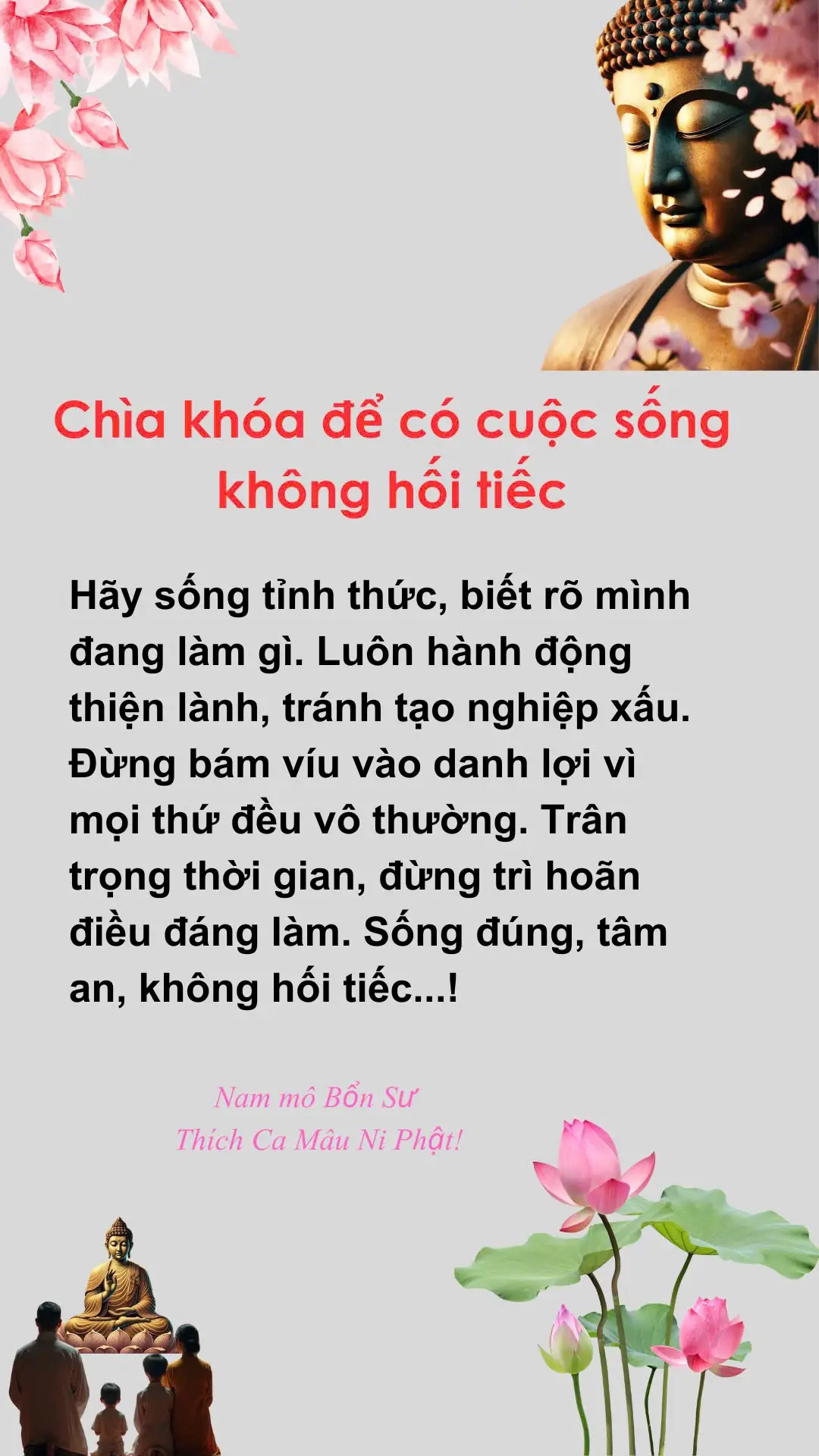 Chìa khóa để có cuộc sống không hối tiếc#loiphatday #phatphap #phatphapnhiemmau #phatgiao #phatgiao 