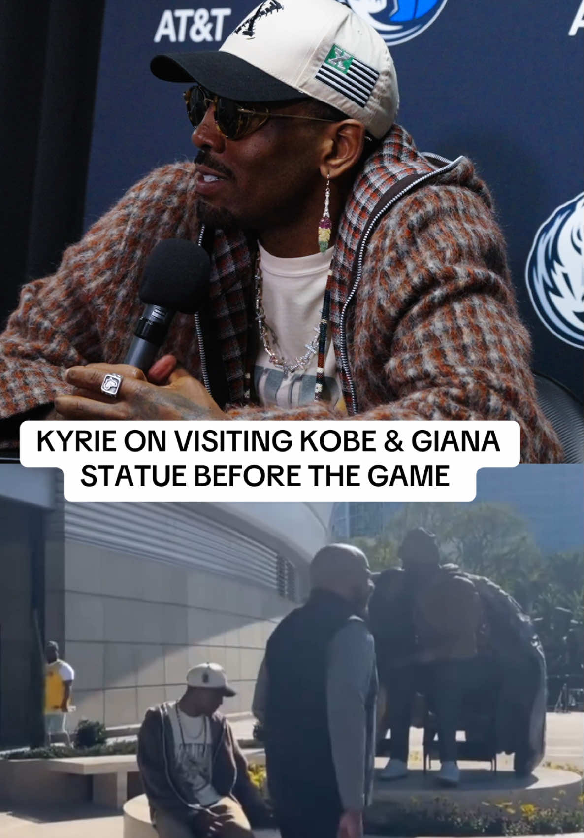 Kyrie Irving on visiting Kobe and Gigi at statue before the game at Crypto Arena 💜💛 #kyrieirving #kobe 