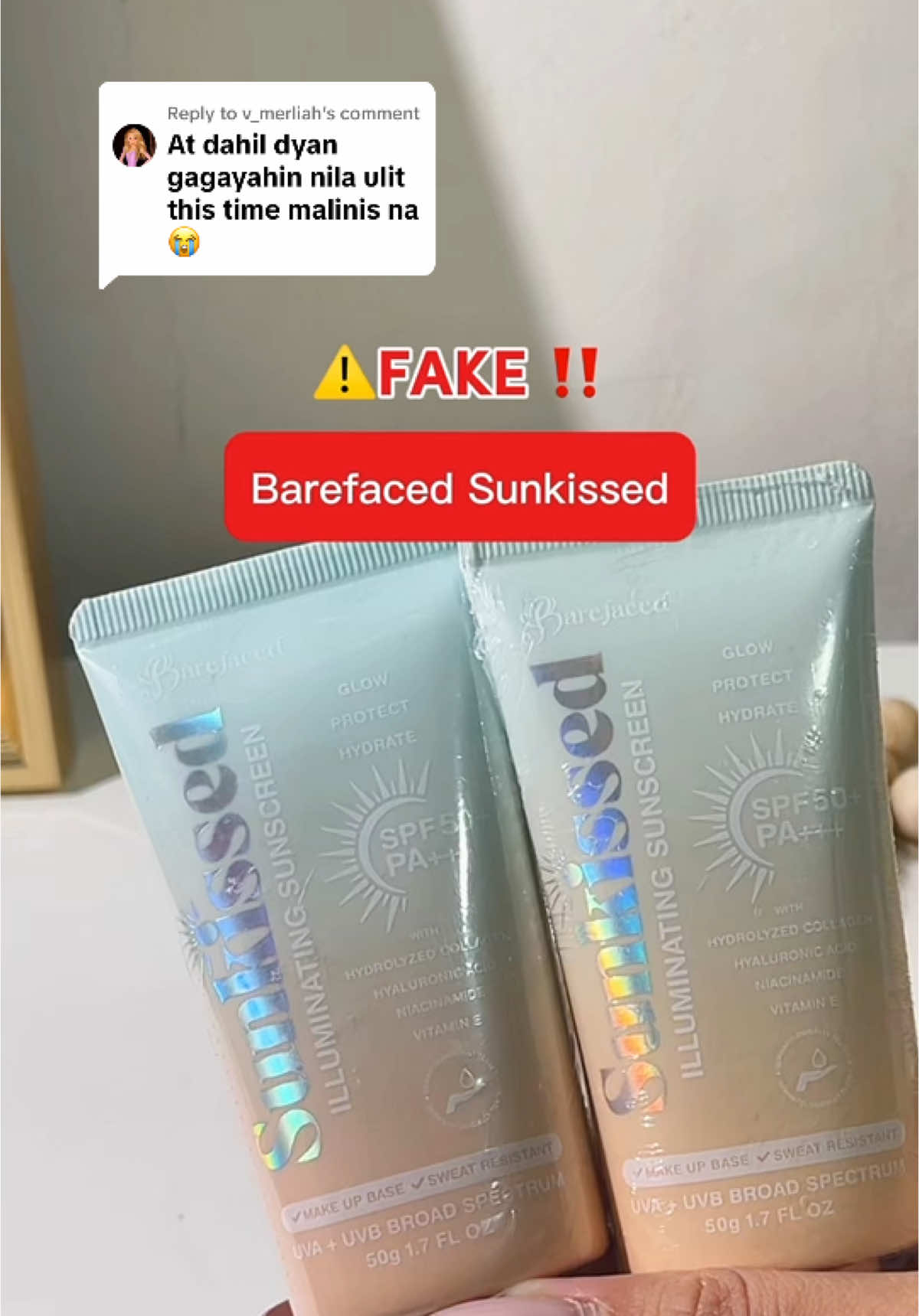 Replying to @v_merliah very alarming siya, maski ako mapepeke kung hindi sa authorized seller bibili ng barefaced sunkissed 😩 #barefaced #barefacedsunkissed #beware #sunscreenreview #sunscreenviral 