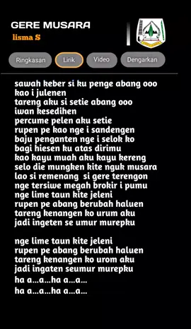 LIRIK Lagu gayo | GERE MUSARA -Lisma s. #takengon #benermeriah #lagugayo #bismillahfyp ##CapCut #fyp 