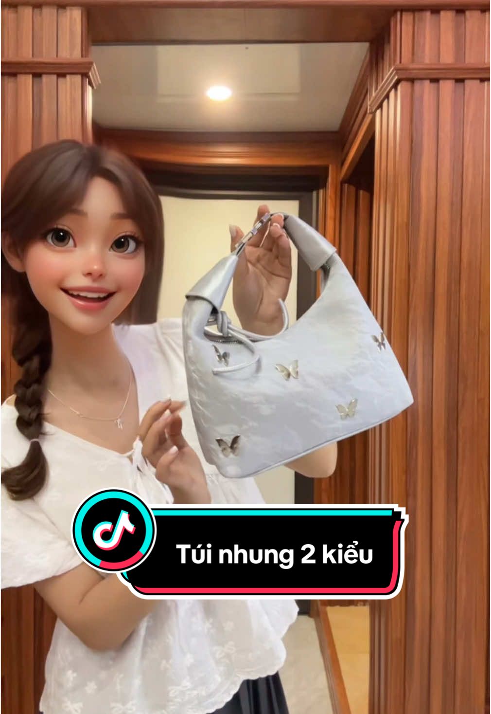 Một chiếc túi xinh đính bướm đeo được 2 kiểu, vừa tiện và rất 🌰 #tuixach #tuidinhbuom #OOTD #duck #vitnhoreview21 #fypシ゚ 