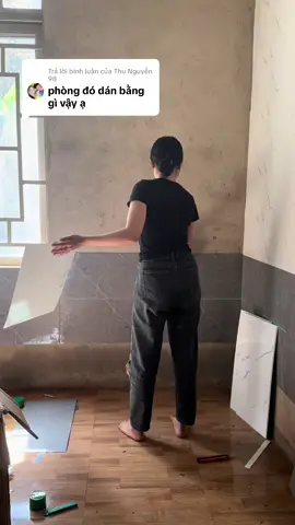 Trả lời @Thu Nguyễn 98 dạ e dán bằng tấm xốp pvc này nè chị #Tiênơtrọchơitiktock #cảitạolạinhàcũ 