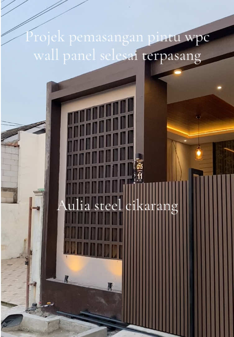 Pagar wpc panel outdoor selesai terpasang,info pemesanan 085315927350#purilestaricikarang #gramapuripersadacibitung #kulipabrikcikarangbekasi #guecikarang #infocikarang #influencer #cikarangpeople #fyp 