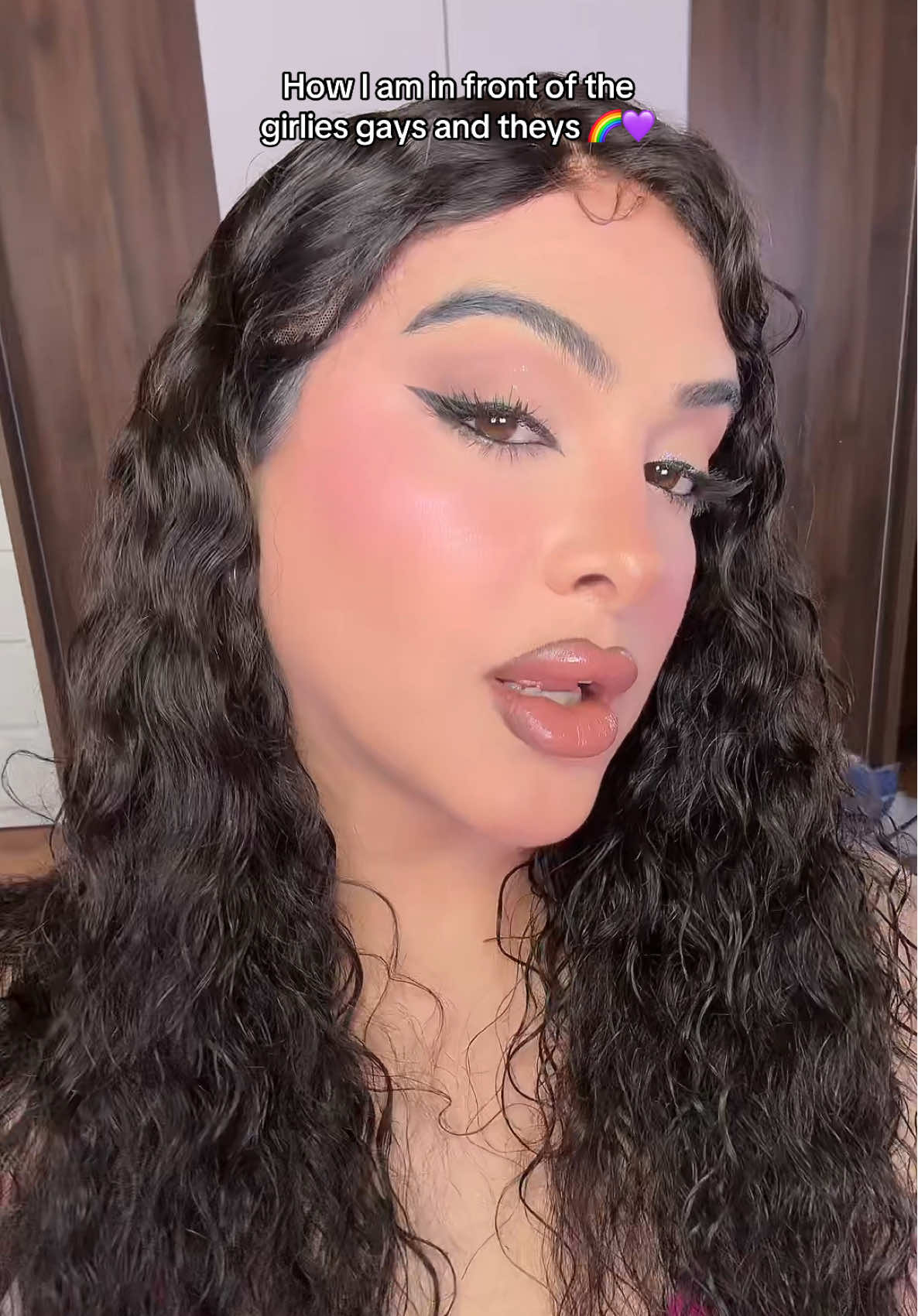 I do it for the girls and the gays and the theys 💜🌈🏳️‍⚧️ #makeuptransformation #trans #enby #genderfluid #makeuptransition 