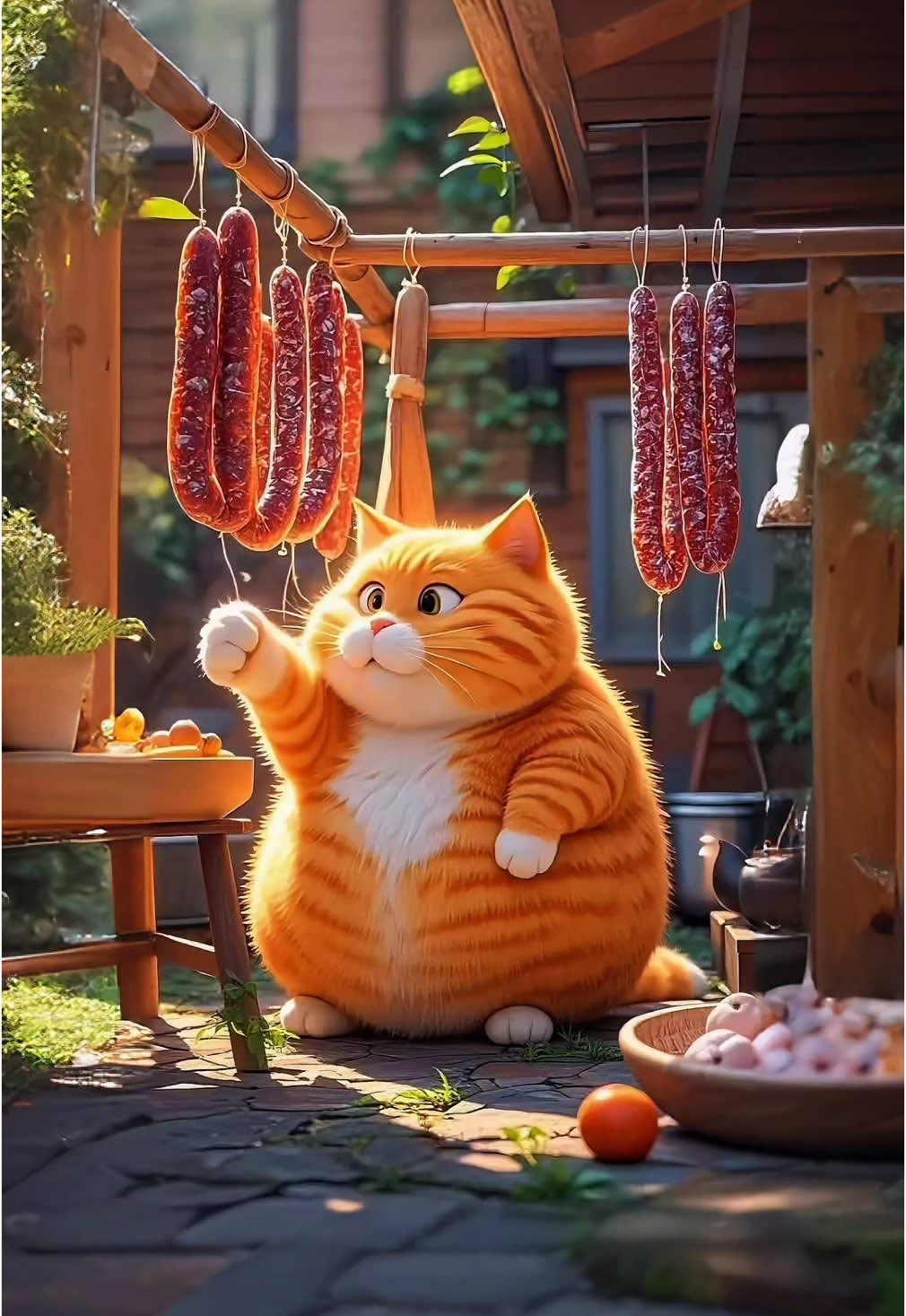 Mèo Tofe Làm Món Lạp Xưởng #animation #animal #anime #cat 