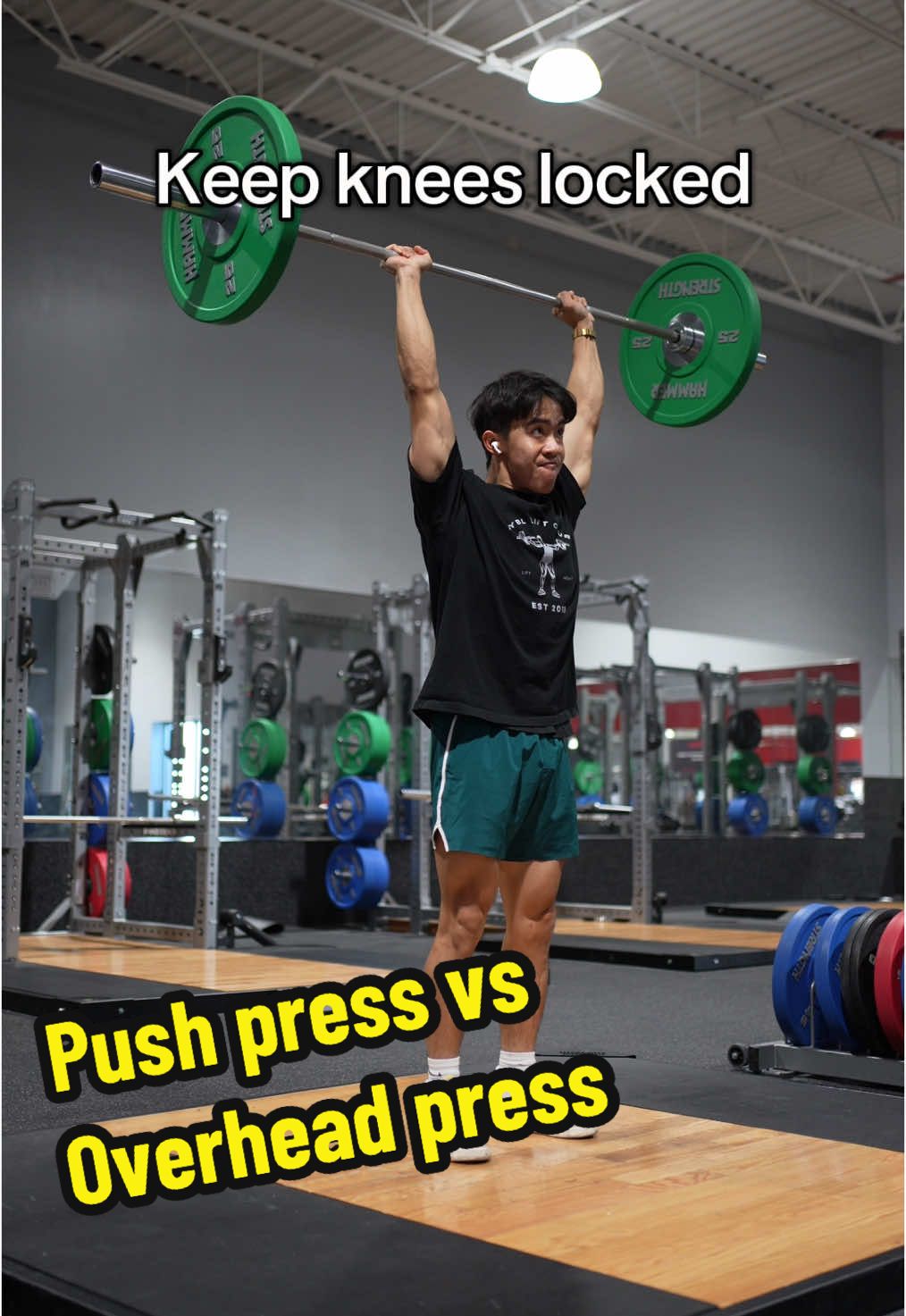 One of the hardest movements to perform properly is the strict overhead press / military press. If your goal is to maximize front delt growth on this movement, you want to keep your glutes clenched and your knees straight to avoid turning it into a push press by bringing your lower body into the movement. #fyp #Fitness #gym #bodybuilding 