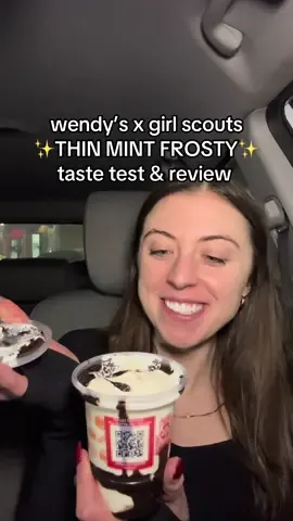 the end combo though🤭 had to!! @Wendy’s @Girl Scouts #thinmintfrosty #tastetest 