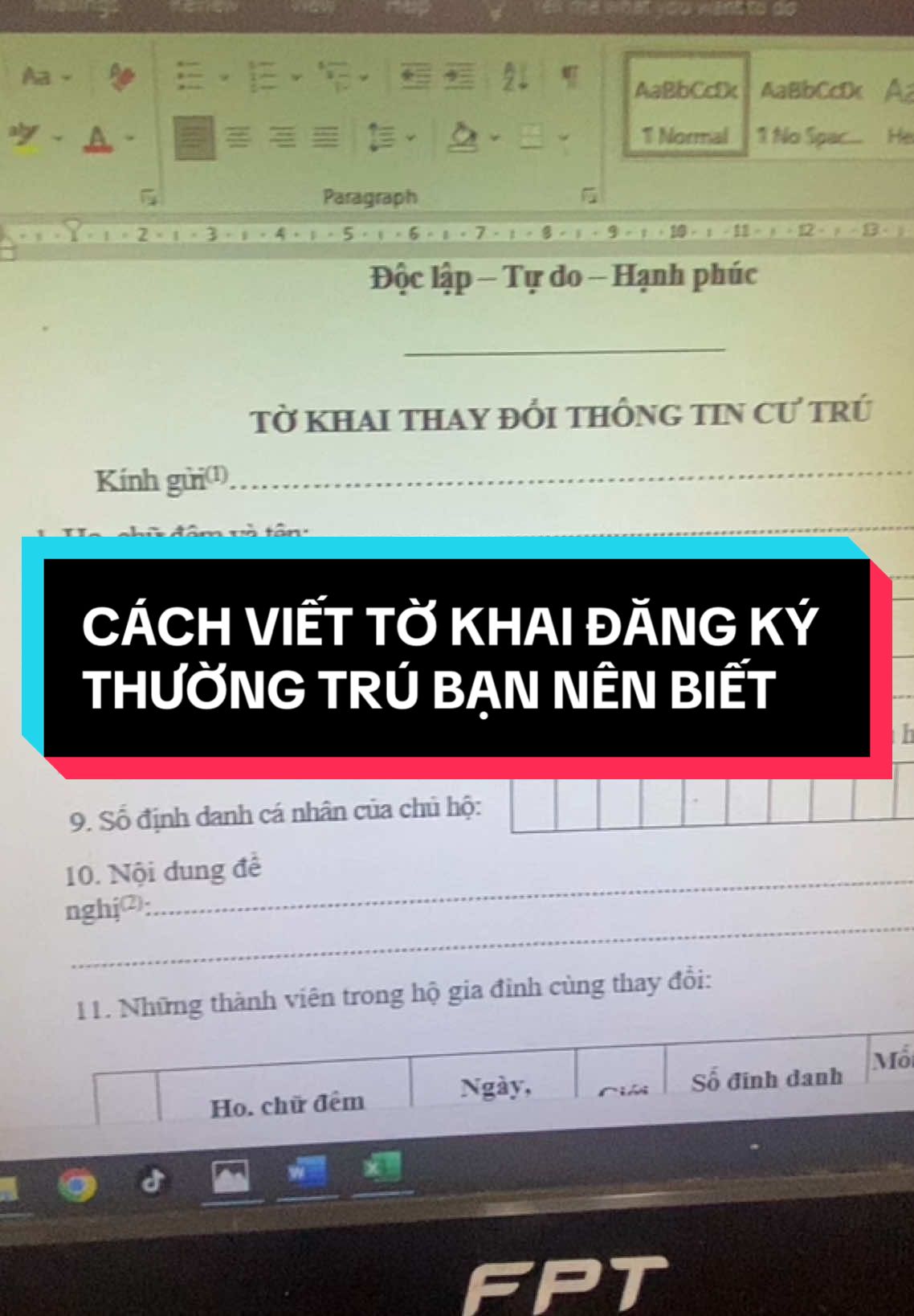 Cách viết tờ khai đăng ký thường trú bạn nên biết#bambientoantrinh #thutucsangtenxecu #cancuoccongdan#dangkythuongtru 