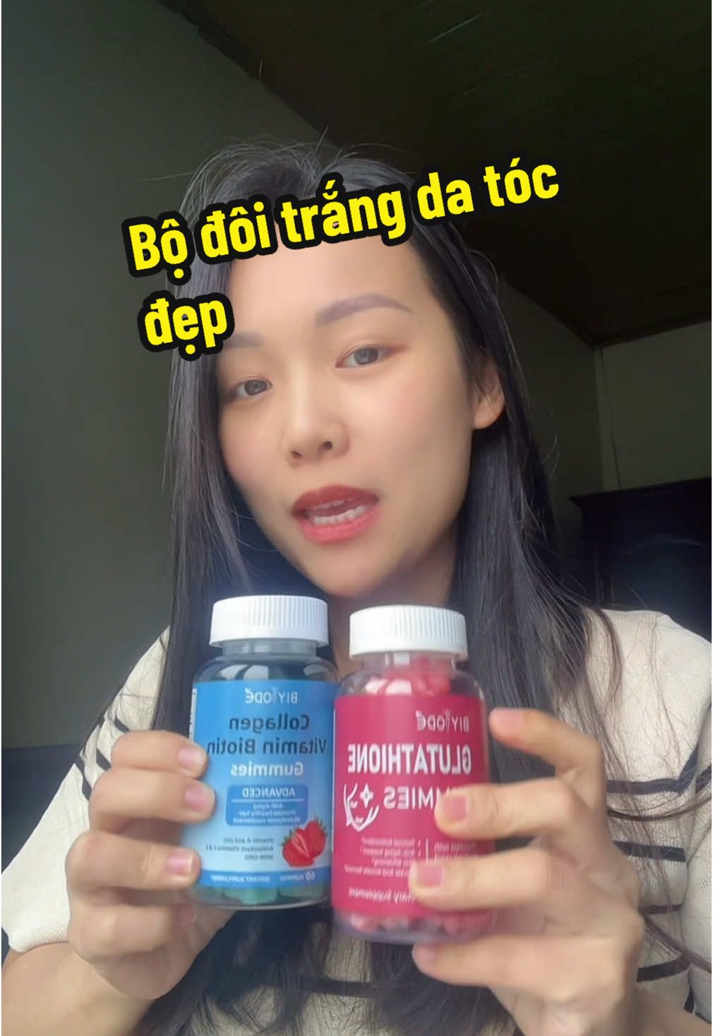 Tóc rụng nhiều,da thâm sạm,tham khảo e kẹo dẻo vtm này nhé #keodeo #vitamin #keodeobosungvitamin #biotin #trangda #goclamdep #trending #nhixinh_store 