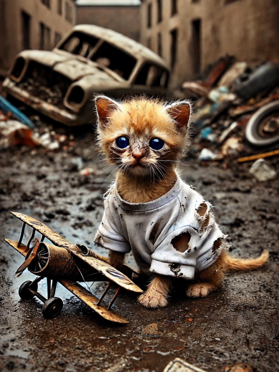The poor kitten was mocked for playing with an old, worn-out toy airplane #catvideos 