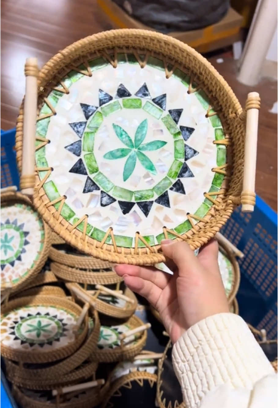 Khay mây khảm trai xà cừ #gicungco22 #giadungthongminh🌱 #giadungtienich #xuhuong #decor 