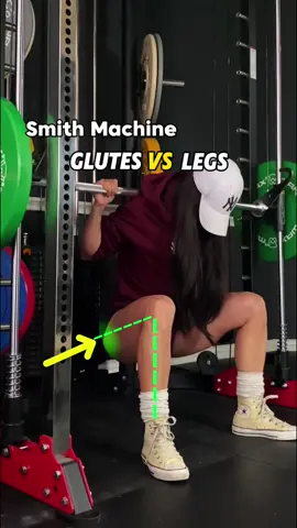 Smith Machine Squat Variations: Know the difference Glute-Focused Squat: 1. Stand slightly in front of the bar. 2. Shoulder-width or wider stance, toes outwards. 3. Hinge at the hips. 4. Keep shins vertical. Quad-Biased Squat: 1. Hip-width stance. 2. Knees over toes. 3. Focus on knee flexion. Adductor-Biased Squat: 1. Wide stance, twice shoulder-width. 2. Toes pointed outwards. 3. Squat until thighs and shins form 90-degree angle. #gluteworkout #gymgirl #gymtips #quad #squat #fyp #gymmotivation #legday #glutebuilding #musclebuilding