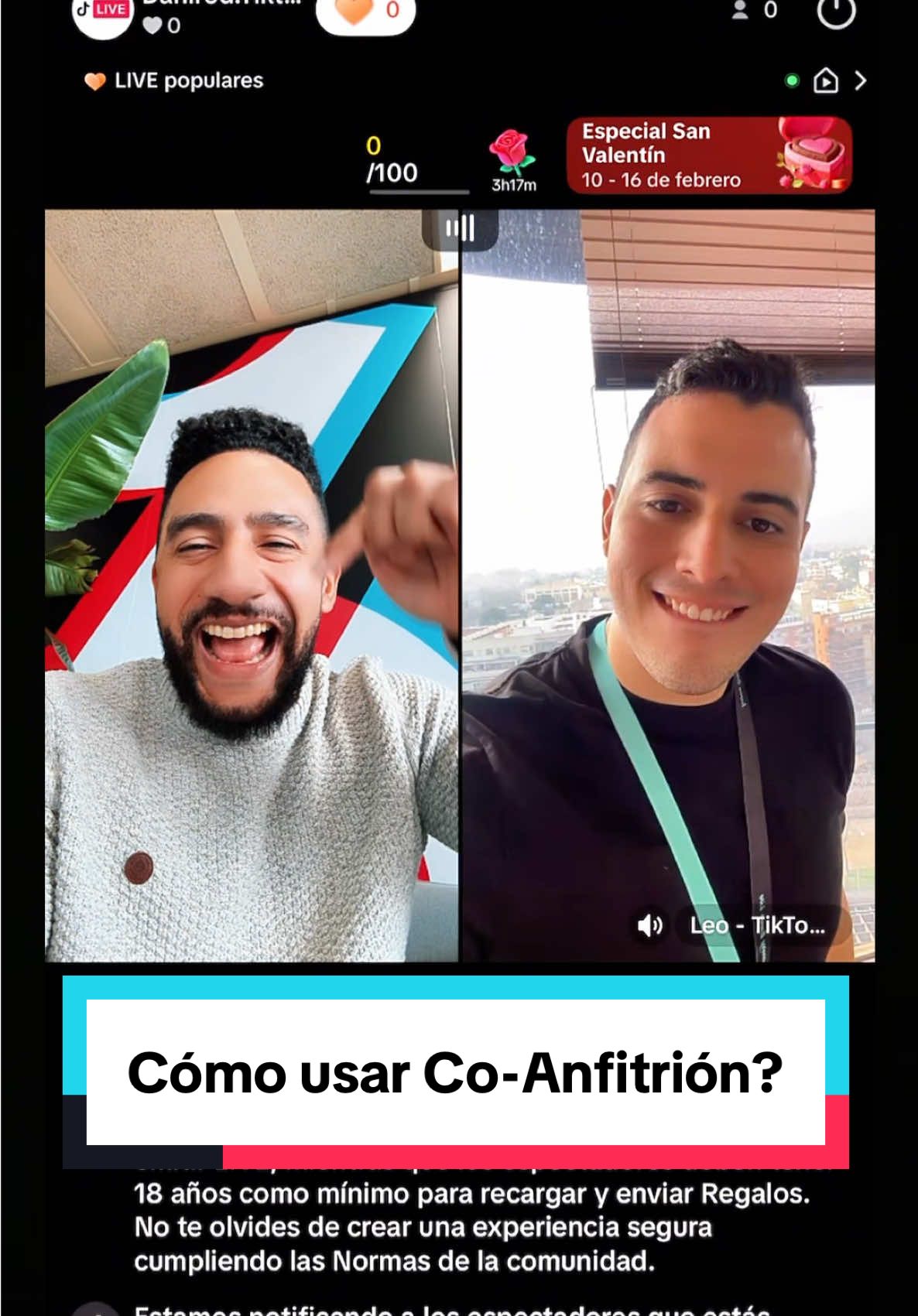¿Nervioso/a por emitir un LIVE solo? ¡Agarra a un amigo y prueba la función de Co-Anfitrión 👯! #TikTokLive #TipsLive 