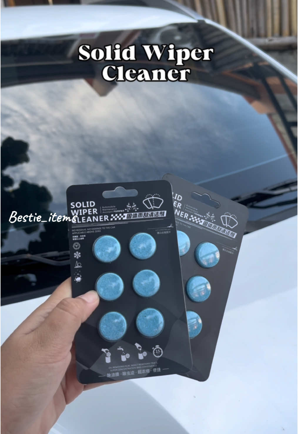 Keep your windshield crystal clear with our Solid Wiper Cleaner. Just one tablet makes up to 4 liters #fyp #wipercleaner #carcare #detailing #carwash #cleaninghacks #cleanwithme #caressentials 