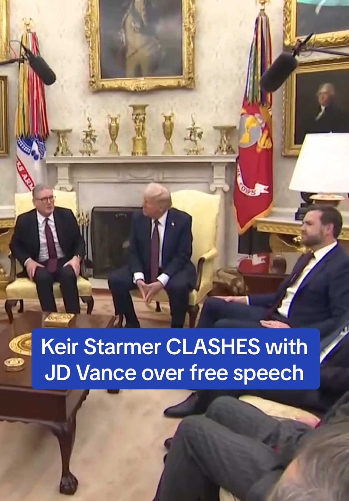 A tense moment in the Oval Office, as Keir Starmer hit back at Vice President JD Vance’s comments about restrictions to freedom of speech in the UK. The comments came as the British Prime Minister met with Donald Trump at the White House. #keirstarmer #freespeech #jdvance #donaldtrump #whitehouse #freedomofspeech 