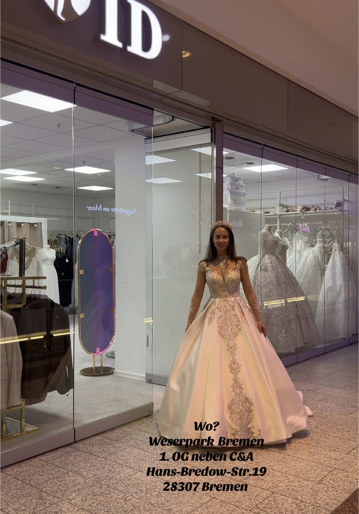 Weserpark 1.0G neben C&A Hans-Bredow-str.19 28307 Bremen Zum Mieten  #jajan #weddingdresses #hochzeit #kleider #kleiderverkauf #bride # ##kurdishwedding #braut #💥 #🎉 #romantik #loveyou #weddingtok  #fypv #fashion #abendkleider #verleih #verkauf #hochzeit #❤️🌹 #shoping #kesf #partydress #💍 