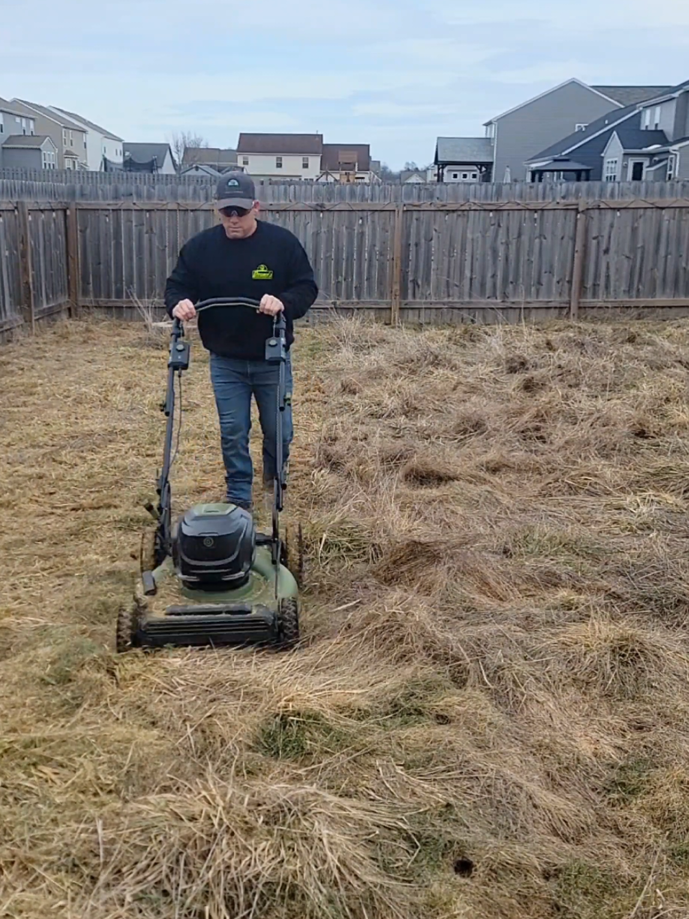 This overgrown lawn is no match for the Green Machine 62V battery-operated push mower! @Green Machine  #greenmachine #powerthemachine #mower #lawn #lawncare #transformation 