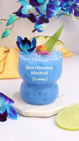 A classic Blue Hawaiian mocktail with a nourishing twist 💙🩵 Nourishing  ▪️ 1/4 teaspoon blue spirulina powder ▪️ 1-2 teaspoons hot water ▪️ 1 oz (30 ml) lime juice ▪️ 2 oz (60 ml) pineapple juice ▪️ 2 oz (60 ml) coconut water ▪️ 1 tablespoon coconut milk ▪️ Optional: 1 oz (30 ml) non-alcoholic rum Place the blue spirulina and hot water in a small bowl and stir to combine. Leave to cool for a few minutes then add it to a shaker with the remaining ingredients and some ice. Shake for around 15 seconds to combine, then strain over fresh ice and garnish with fruit and/edible flowers.  The Classic (sort of)  ▪️ 1/2 oz (15 ml) blue curaçao syrup ▪️ 1 oz (30 ml) lime juice ▪️ 2 oz (60 ml) pineapple juice ▪️ 2 oz (60 ml) coconut water ▪️ 1 tablespoon coconut milk or cream of coconut ▪️ Optional: 1 oz (30 ml) non-alcoholic rum  Add all ingredients to a shaker with some ice. Shake for around 15 seconds to combine, then strain over fresh ice and garnish with fruit and/edible flowers.  Note: I often find tropical mocktails WAY too sweet, so I have balanced it out with some extra lime juice. If you’re usually a sweet tooth, stick to 1/2 oz (15 ml) lime juice. #mocktails 