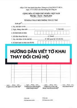 Cách viết tờ khai thay đổi nơi cư trú các bạn có thể tham khảo nhé#dangkythuongtruchocon 