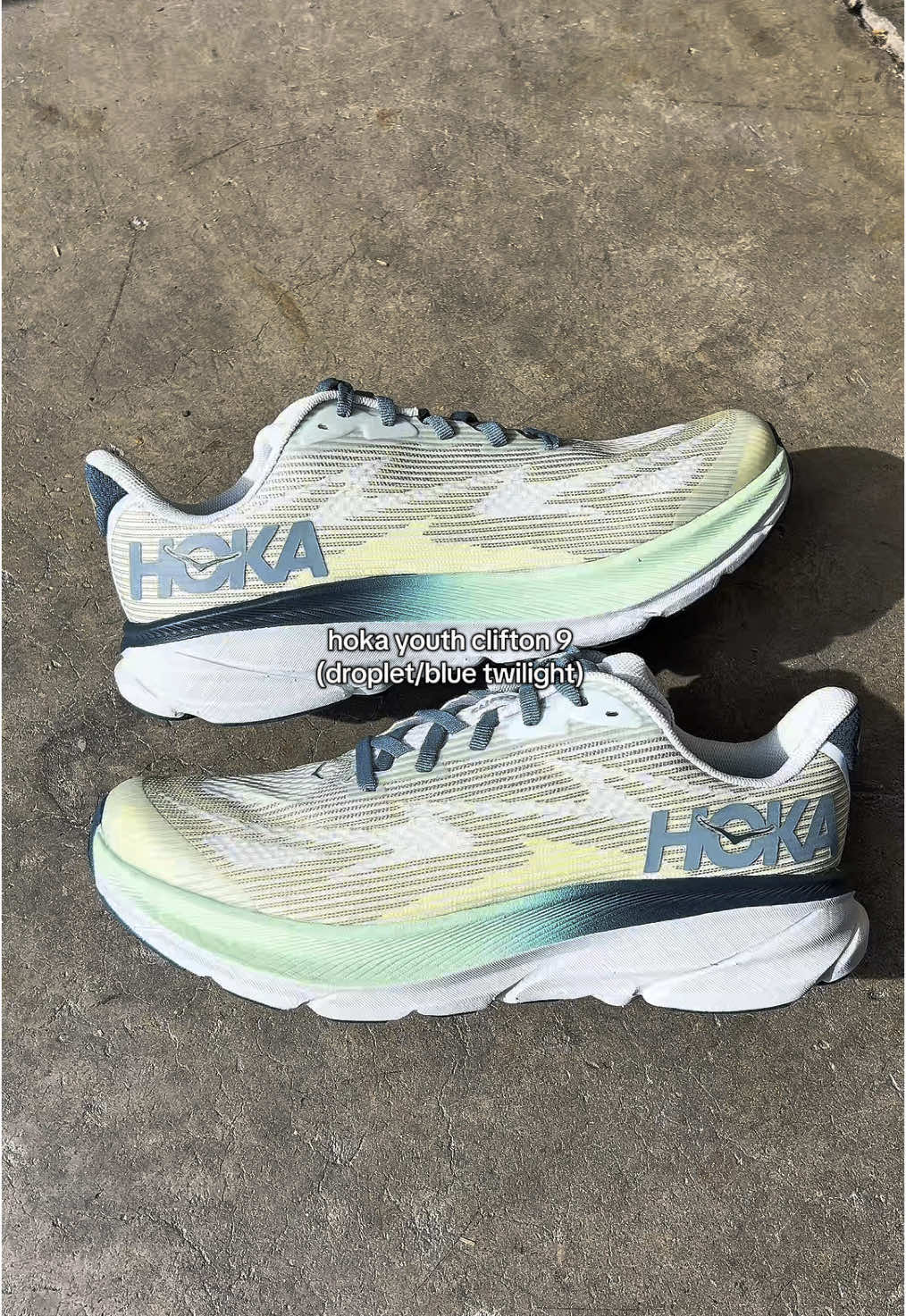 The cool kids are definitely wearing these..  #hoka #clifton9 #runningshoes #unboxing #haultok #coolkids #youthsports #shoetok 