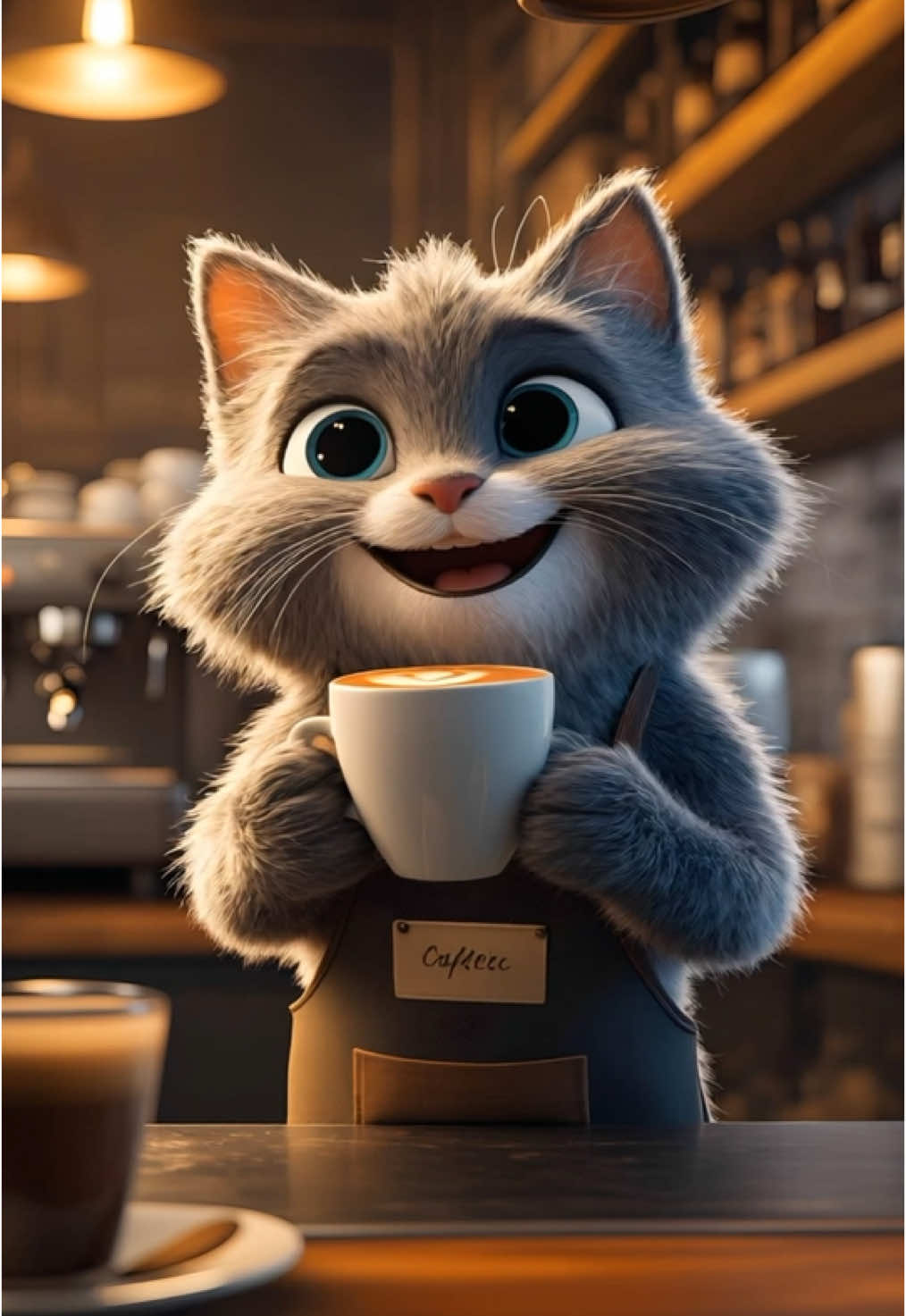 Would you like a cup of aromatic cappuccino?🐾☕️ #cat #cartoon #cats #catlover #barista #coffee #cutecat #funnycat #moments #catsoftiktok #fyp 