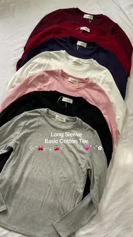 Basic Long Sleeve Tee 📷 ༘ ⋆ •For your everyday comfort 🍒 •Free Size •Colors ~ Black, Grey,White,Burgundy,Maroon,Pink,Navyblue #fyp #fy #basicfit #longsleeve #longsleevetee #longsleevetshirt #basictops #basictee #cottontee #everdaylook #capsulewardrobe 