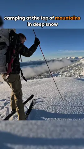 Camping at the top of mountain in deep snow #outdoorboys #wintercamping #fyp #camping #Outdoors 