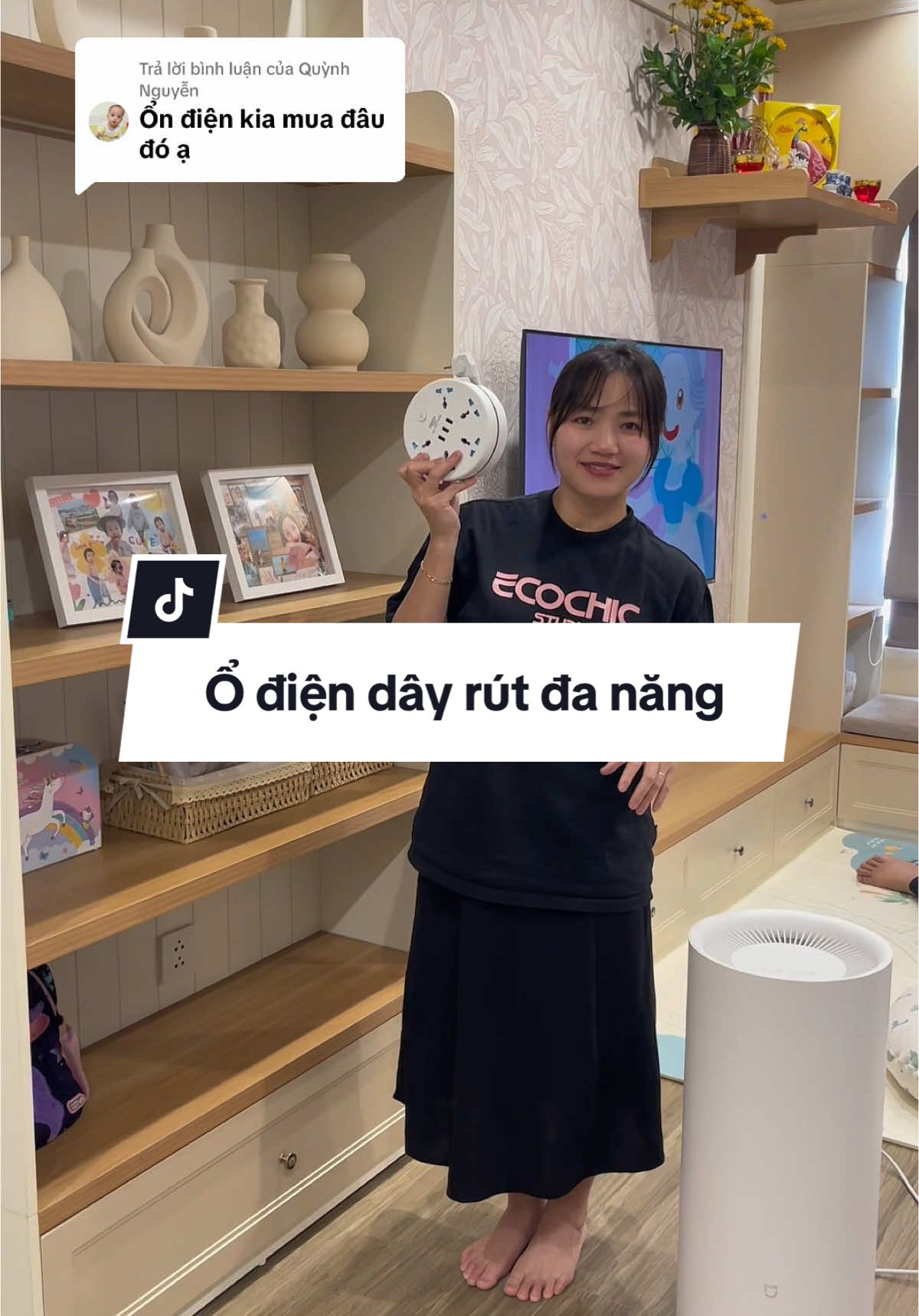 Trả lời @Quỳnh Nguyễn Ổ điện dây rút đa năng chống giật Hotech #tueanmommy 