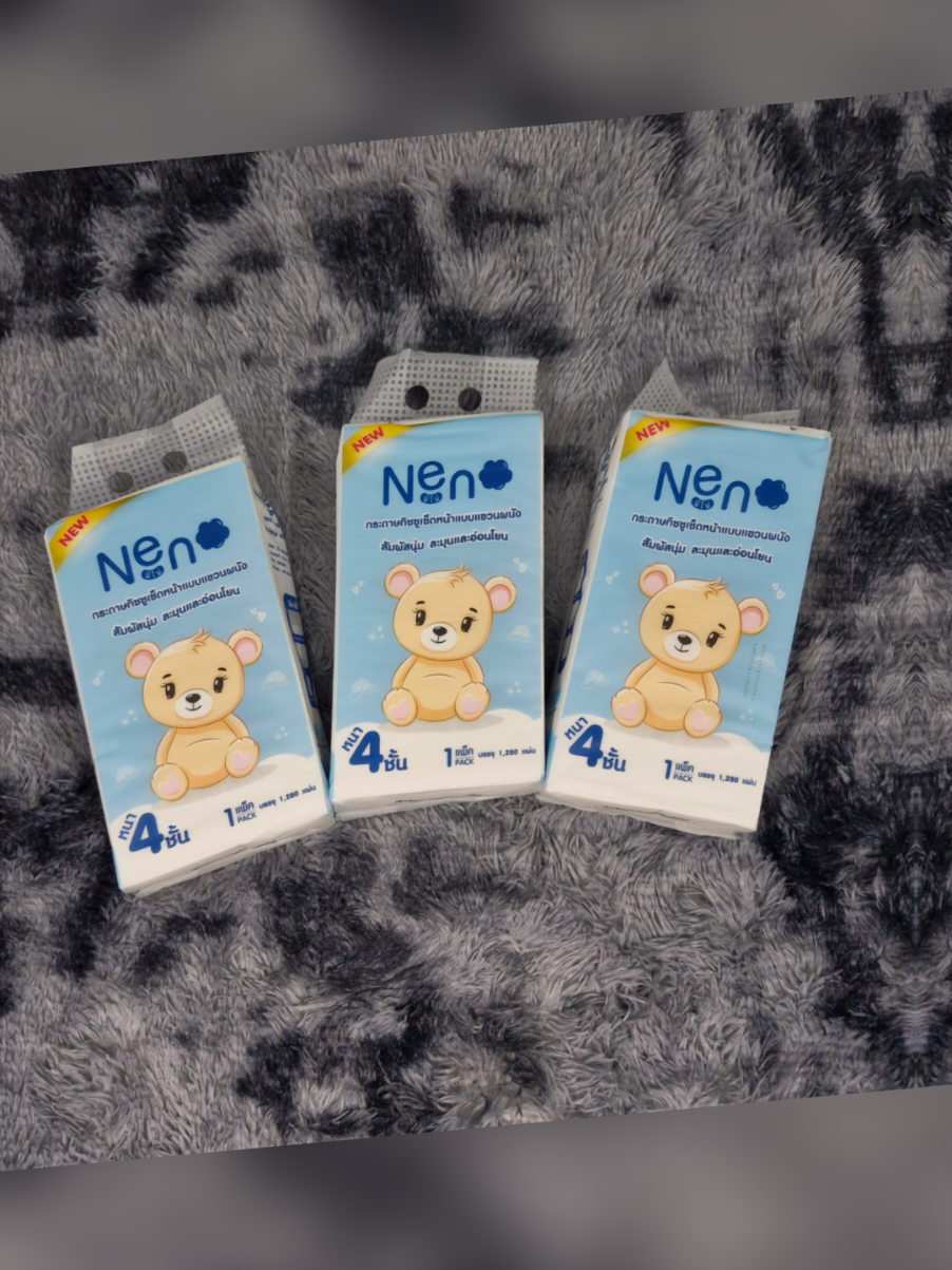 Neno หมี กระดาษทิชชู่ ยกลัง 8 หิ้ว แบบแขวน หนา 4 ชั้น นุ่ม ไม่ยุ่ย