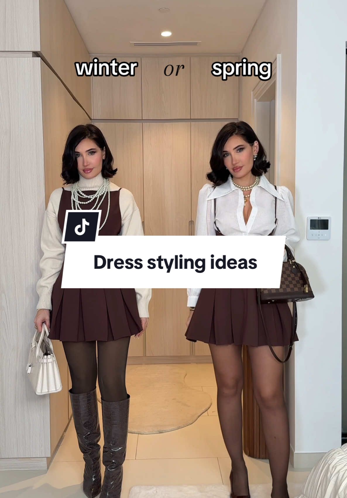 Styling options for this @Babyboo dress ✨ which styling do you prefer or which one is appropriate to your current weather conditions.  #stylingtips #stylingideas #outfitideas #elegantstyle #chicstyle 