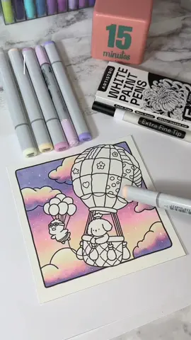 Finally got to the Coco wyo hot air balloon page! I’m liking how it’s coming along! 🥰💖 I’m not sure what colors should I pick for the balloon! Any suggestions? Markers: Copic Fav White Acrylic Pen: Artistro Extra Fine #cocowyo #coloringtutorial #cozyfriends #coloringbook #coloringpages #coloringtherapy 