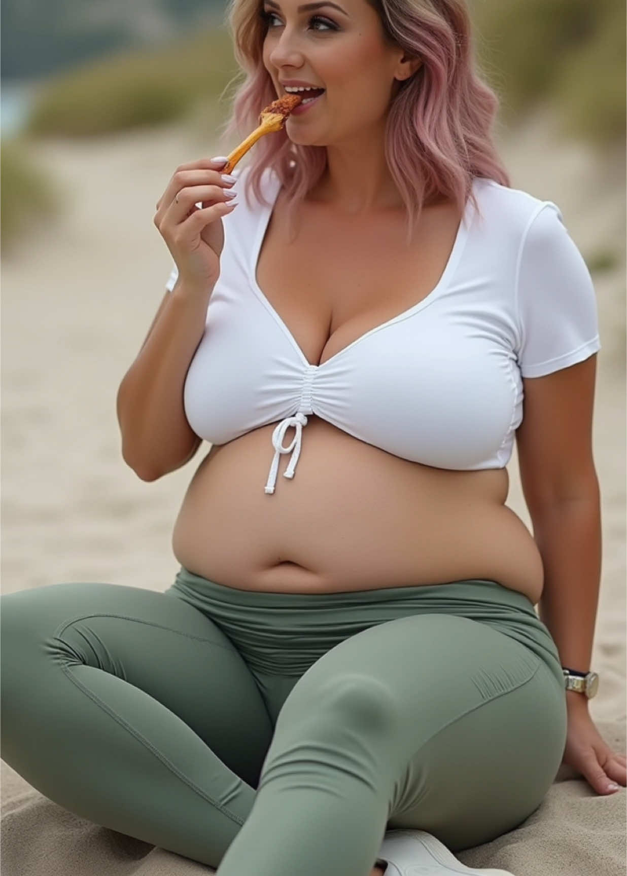 A day on the fattening beach #fatandhappy #ai #bodyexpansion #weightgainprogress #swellingbelly #bellyinflation #bodyinflation #weightgaintransformation #CapCut #